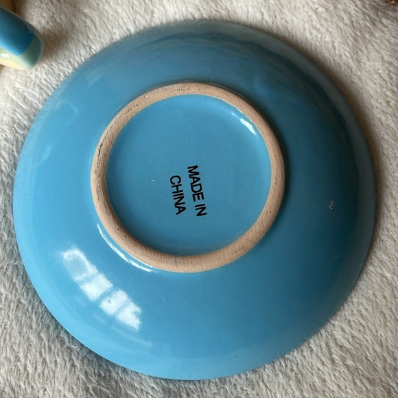 Espresso Cup and Saucer Blue and Tan Holds 2.67 ounces - Picture 6 of 10